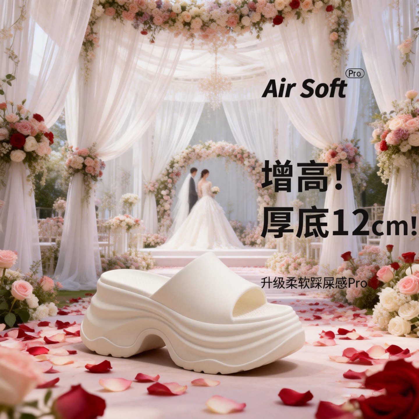 婚纱专用增高鞋12cm高厚底拖鞋女款外穿松糕鞋婚纱神器eva踩屎感图片