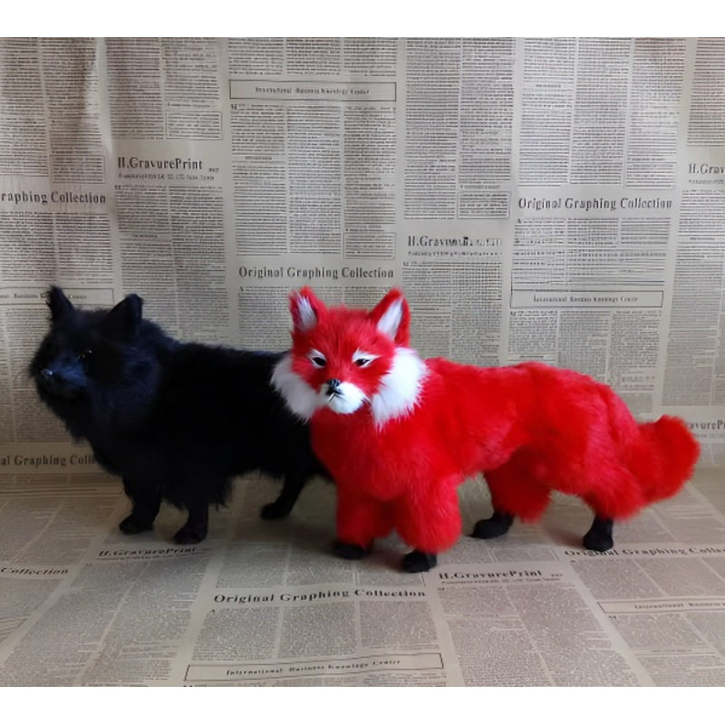 仿真狐狸摆件黑色狐狸胡棕色狐狸赤狐道具橱窗白狐摆件狐狸摆件