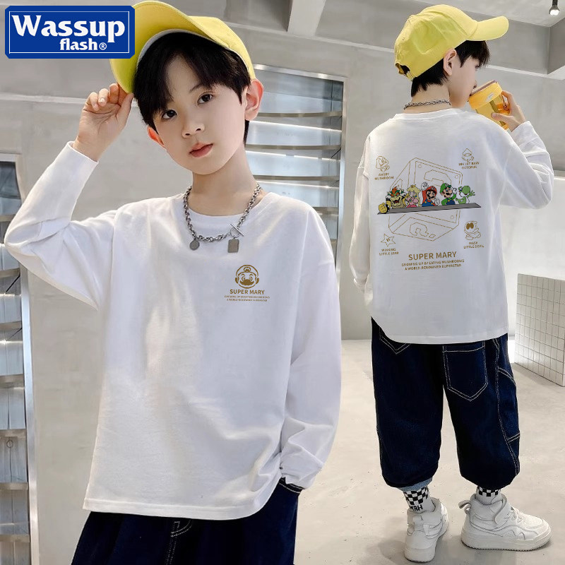 男童长袖T恤春秋季2025新款中大童纯棉打底衫儿童装潮流百搭上衣,童装/婴儿装/亲子装,T恤,淘宝优惠券,粉丝福利购,淘宝优惠卷