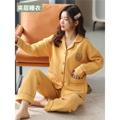 美梦睡衣女士秋冬长袖空气棉2025新款加厚纯棉保暖夹层家居服