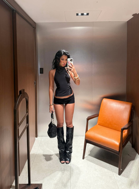 现货 rick owen* 暗黑辣妹风 万能百搭 挂脖露背上衣