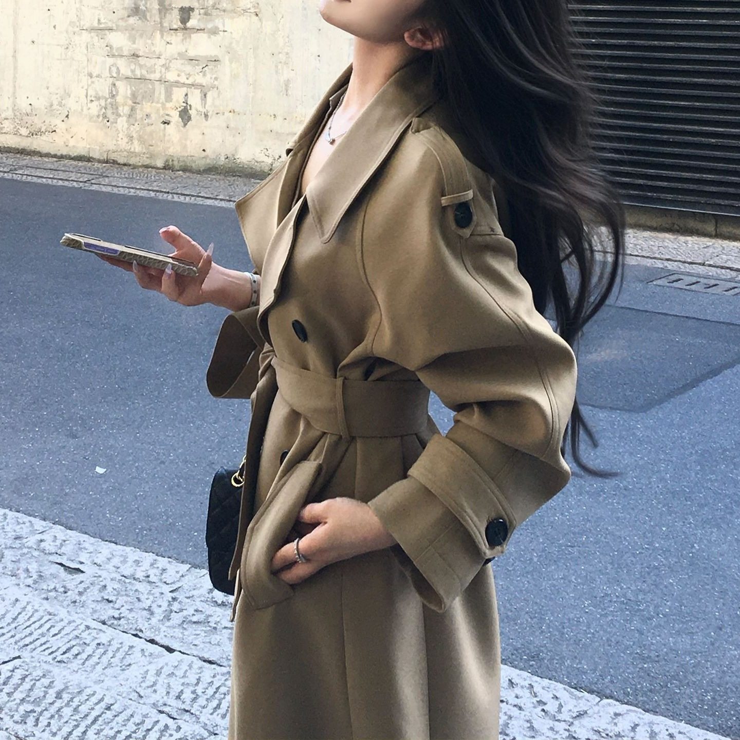 韩系新款2026卡其色百搭秋时尚经典翻领双排扣长款气质风衣外套女,女装/女士精品,风衣,淘宝优惠券,粉丝福利购,淘宝优惠卷