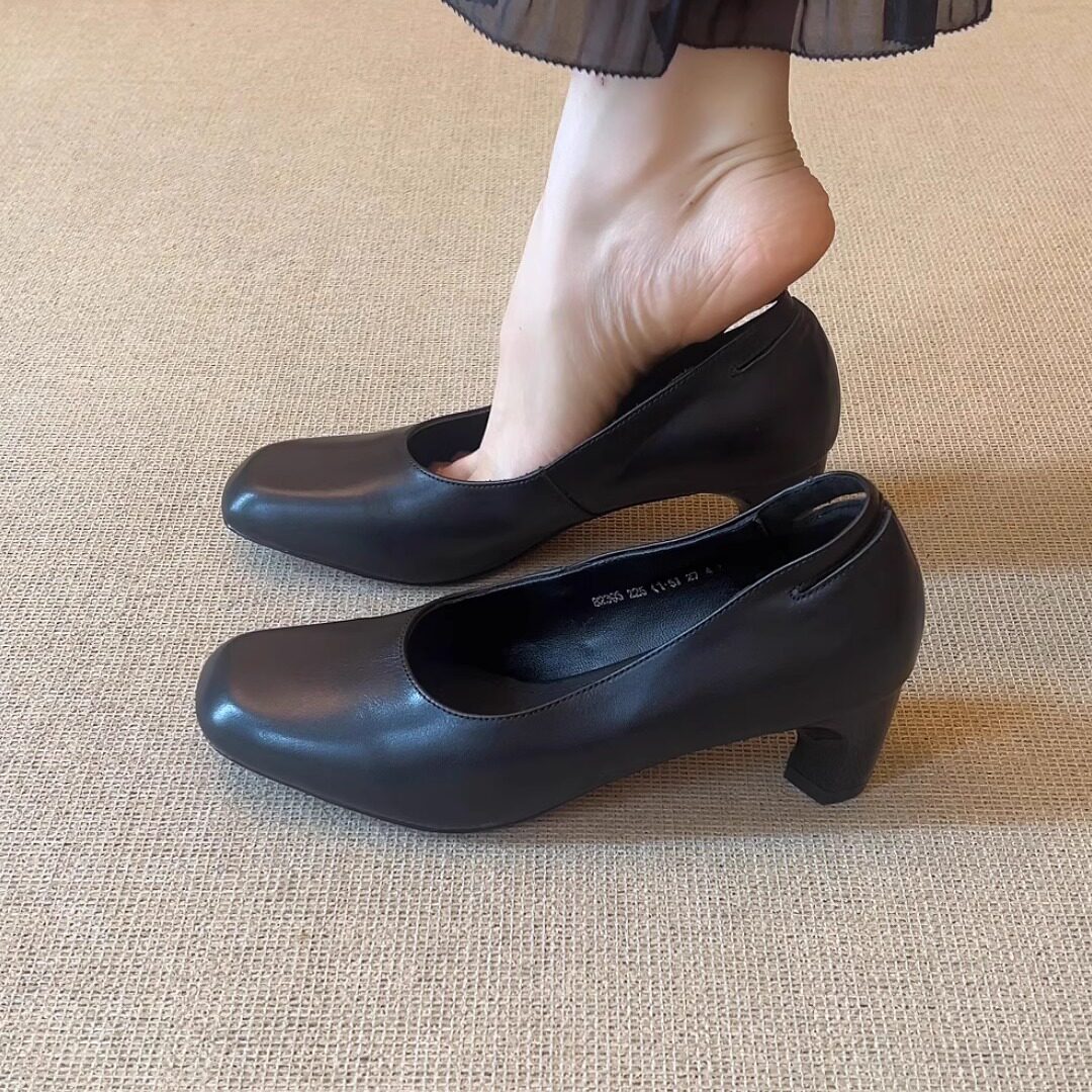 法式轻奢高级感一脚蹬高跟鞋