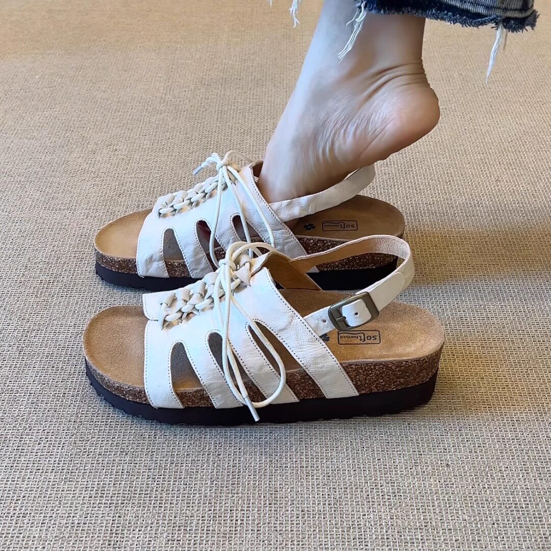 休闲复古风舒适露趾勃肯罗马凉鞋