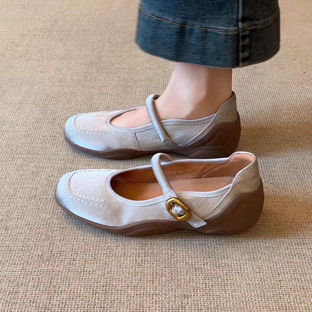 nnmiss/3cm优雅新中式一字扣玛丽珍鞋简约百搭浅口舒适厚底单鞋