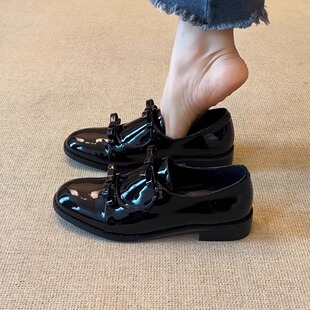 5.5cm圆头双排蝴蝶结磨砂羊皮低跟懒人小皮鞋 2.5 NNMISS·34