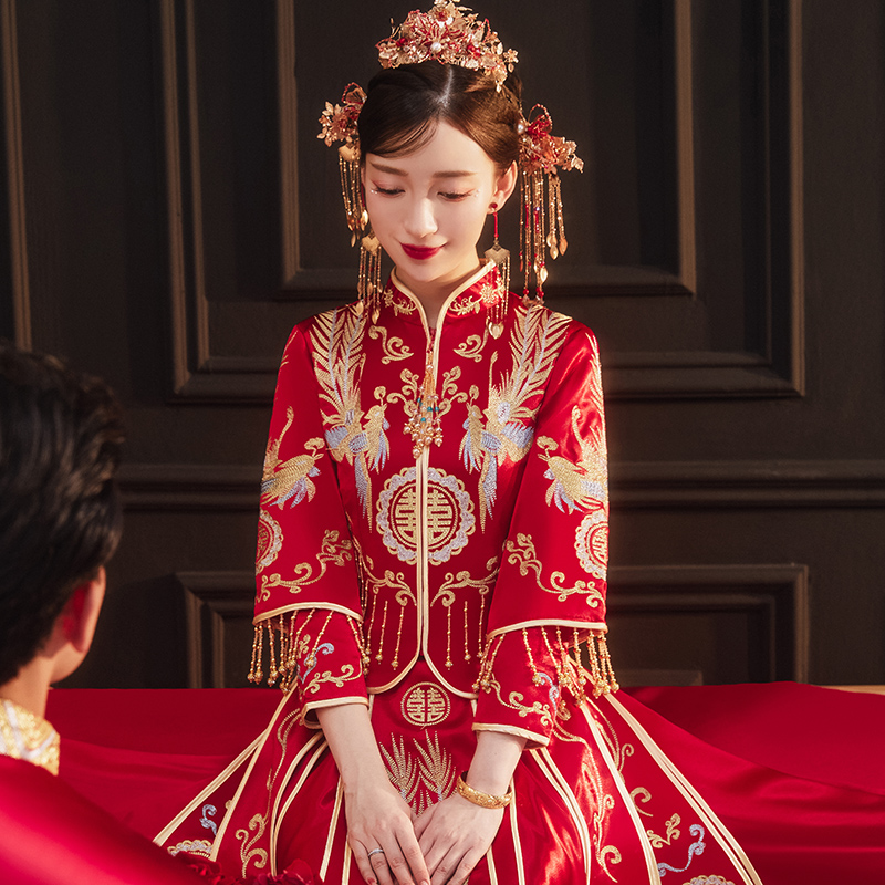秀禾服新娘新款结婚婚纱中式婚服高端礼服女敬酒服龙凤褂秀和