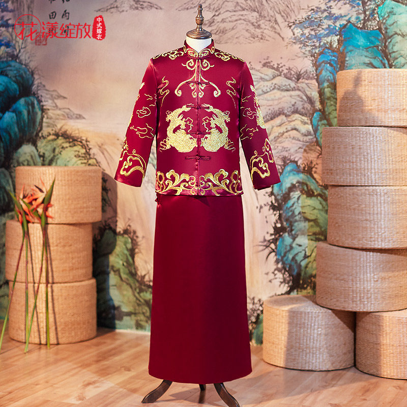新郎马褂结婚婚服秀禾服男士结婚衣服长袍中式婚服男生龙凤敬酒服|ruв категории Женская одежда, костюм/национальная одежда/театр костюм, национальная одежда/этап погрузки - от Buy2taobao.com для оказания профессиональной услуги покупки агента Taobao