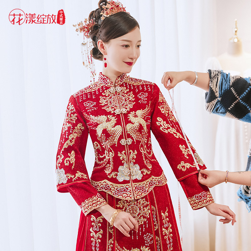 秀禾服新款结婚婚纱中式新娘服红色礼服婚礼敬酒龙凤褂秀和服