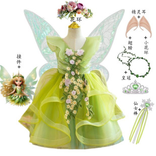 花仙子儿童公主裙花童森系小叮当精灵钢琴演出女童礼服生日儿童节
