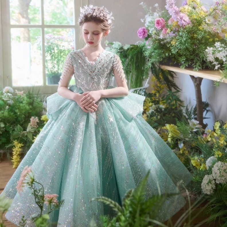 女童主持人礼服生日宴会轻奢花童钢琴演出走秀绿色精灵森系公主裙,童装/婴儿装/亲子装,儿童礼服,淘宝优惠券,粉丝福利购,淘宝优惠卷