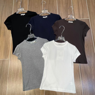 t恤女兰精天丝显瘦百搭上衣678 修身 HUMU狐慕高品质圆领短袖 秋薄款