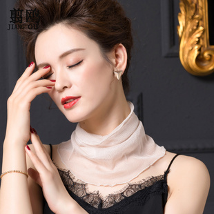 护颈防晒真丝围脖女套头春夏季 纯色假领子小丝巾桑蚕丝网纱脖套薄