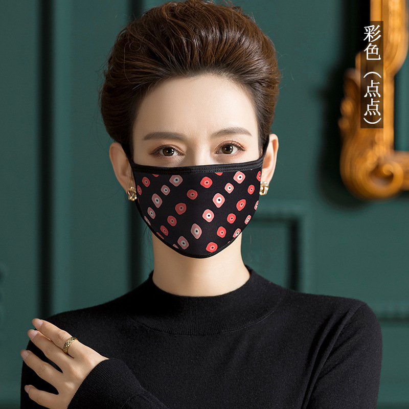 翦鸥桑蚕丝印花口罩女防晒透气薄