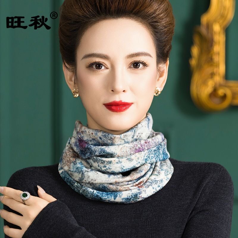 2026新款羊毛双圈围脖女秋冬季百搭纯羊毛保暖护颈套头针织围巾