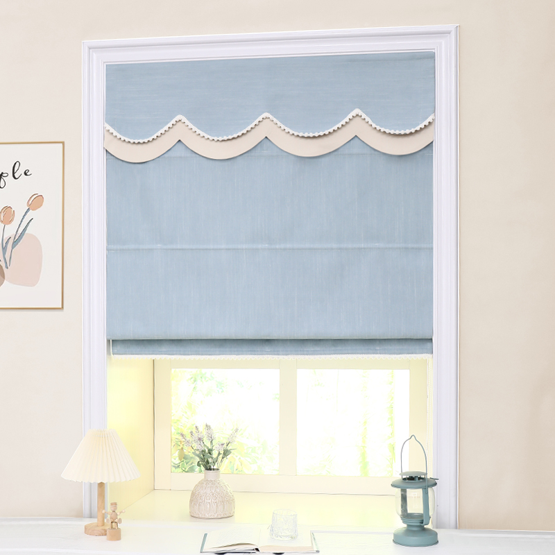 清欢新款罗马帘全遮光窗帘书房儿童房飘窗升降折叠提拉帘小窗户