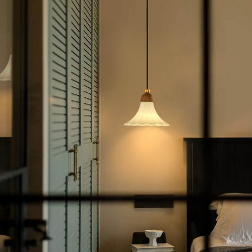 旭呈玻璃中古极简床头玄关小吊灯