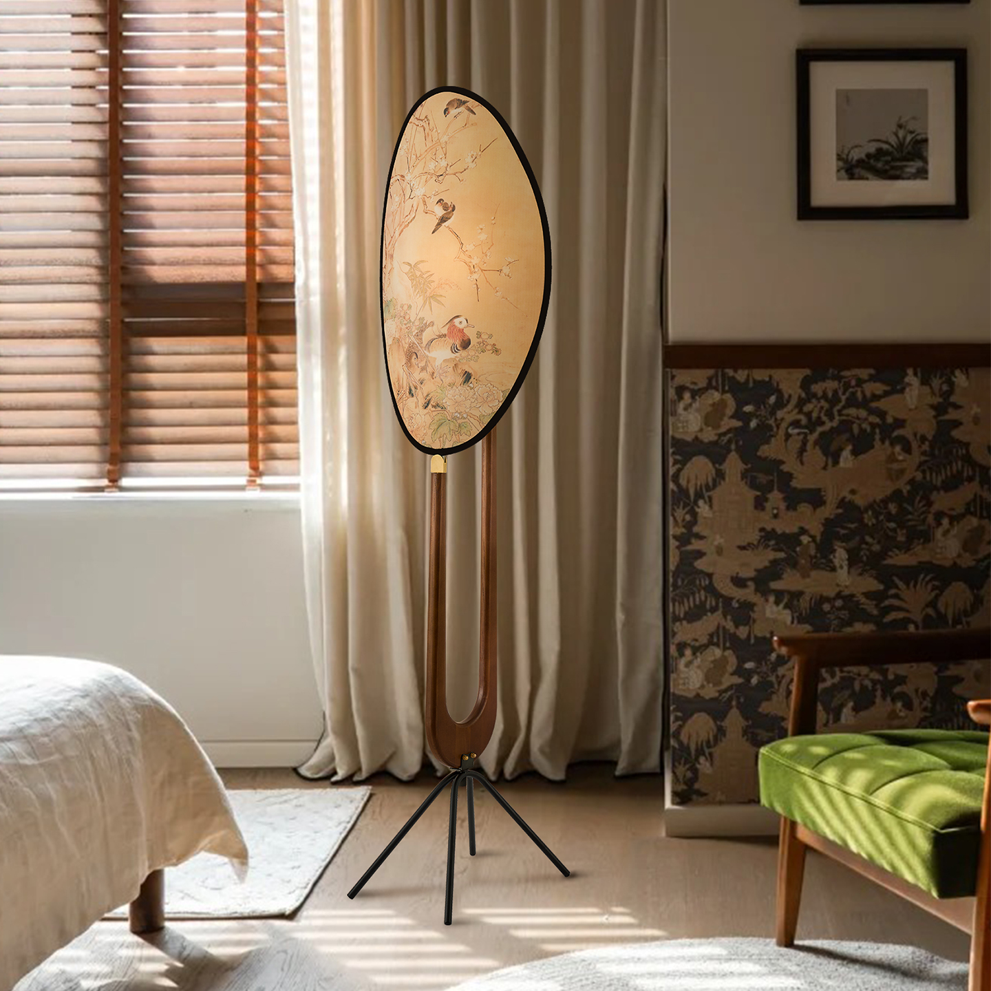 旭呈屏风设计装饰客厅落地灯摆件