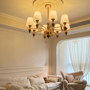 旭呈美式 中古风卧室主灯吸顶灯灯具 复古客厅灯吊灯轻奢高级感法式