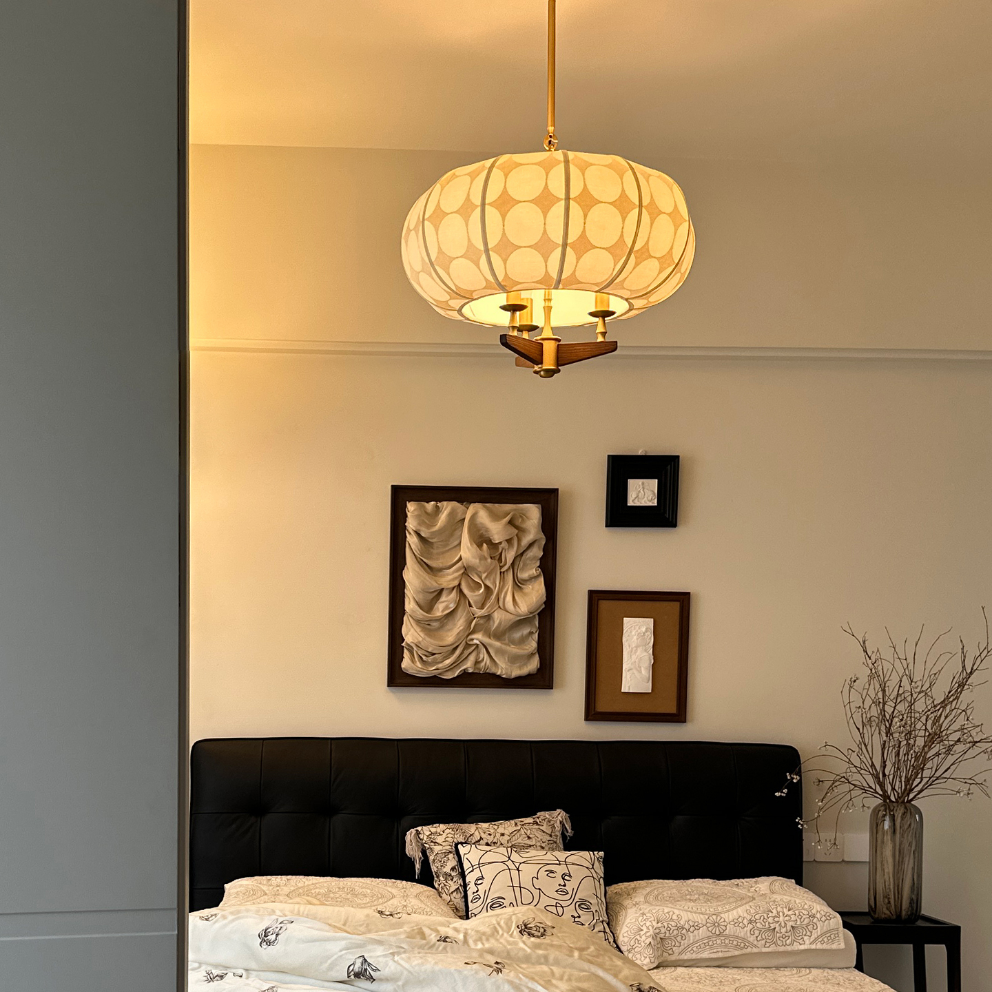 旭呈卧室书房法式中古布艺吊灯