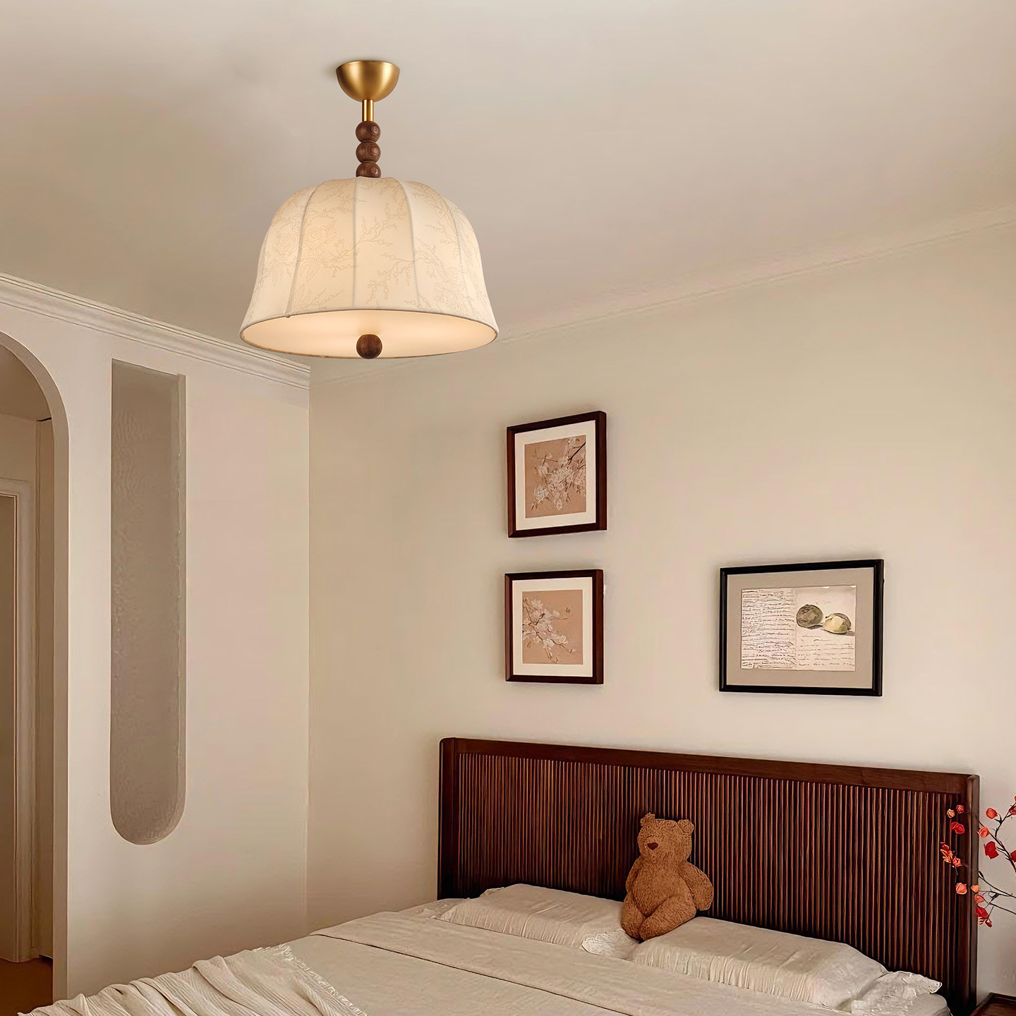 法式中古吸顶灯卧室主灯浪漫温馨南洋复古美式客厅书房灯布艺吊灯