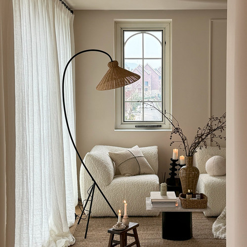 旭呈藤编客厅法式复古落地灯