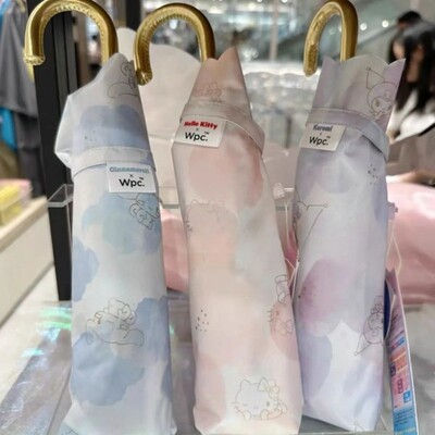 日本SHORPE金弯钩kitty联名遮阳伞晴雨两用WPC黑胶超轻防晒紫外线