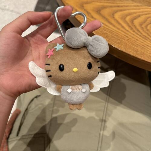 日本SHORPE豆豆眼天使翅膀kitty包挂件毛绒公仔钥匙扣挂饰小礼物