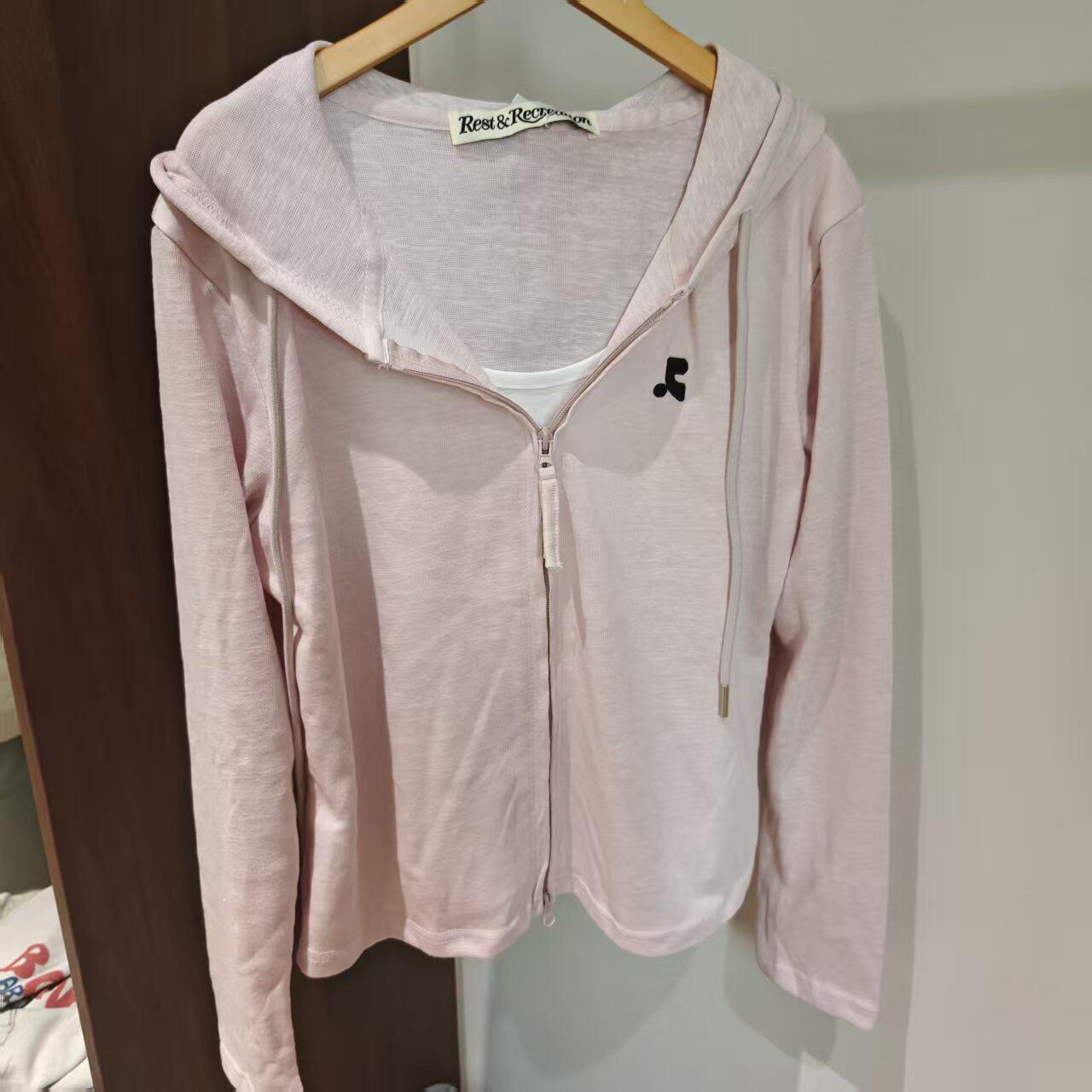 韩版假两件连帽拉链显瘦卫衣女
