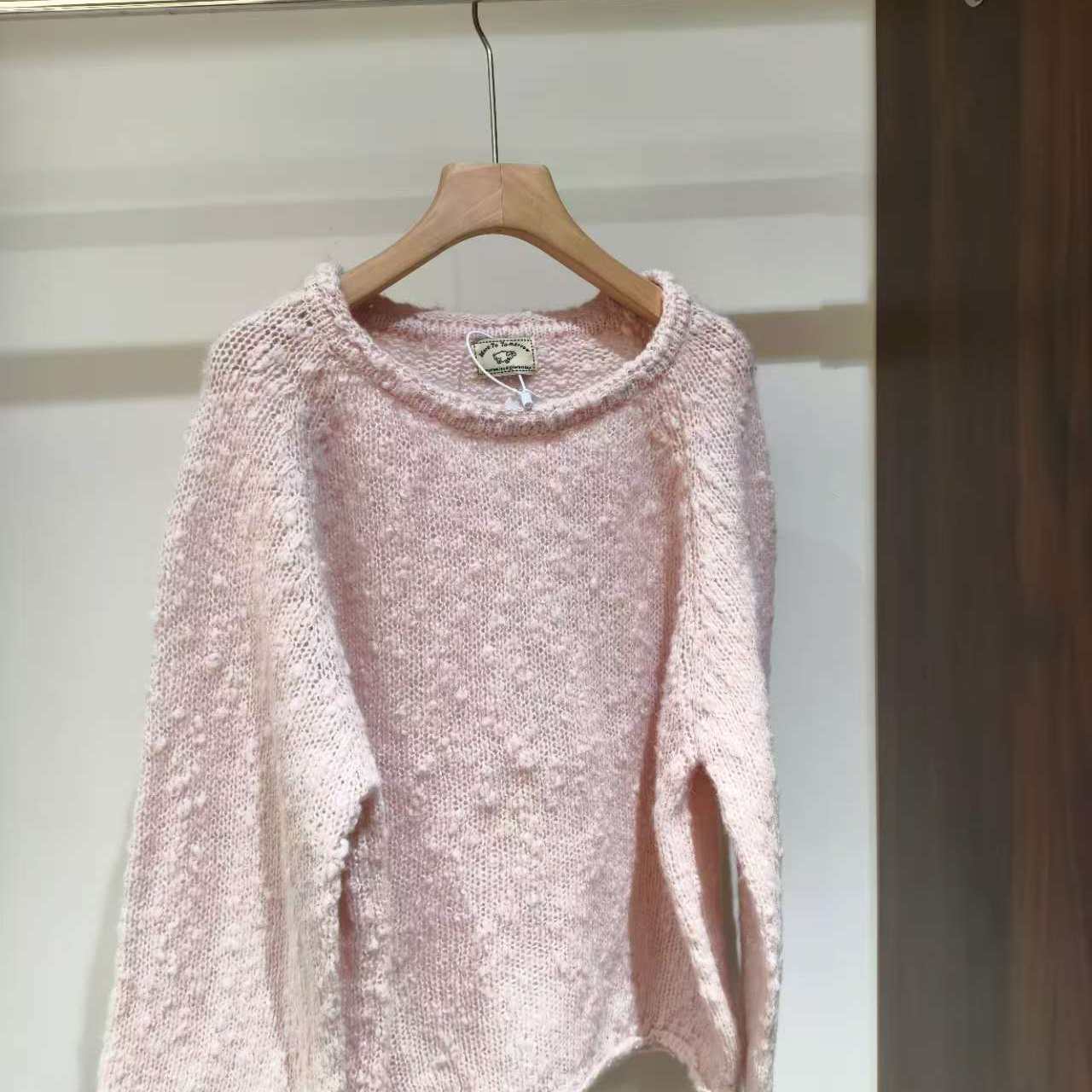 温柔慵懒风圆领套头针织衫色毛衣百搭显瘦