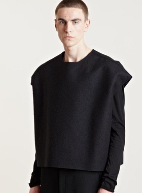 GD同款RICK OWEN*秋冬新款套头毛呢背心马甲