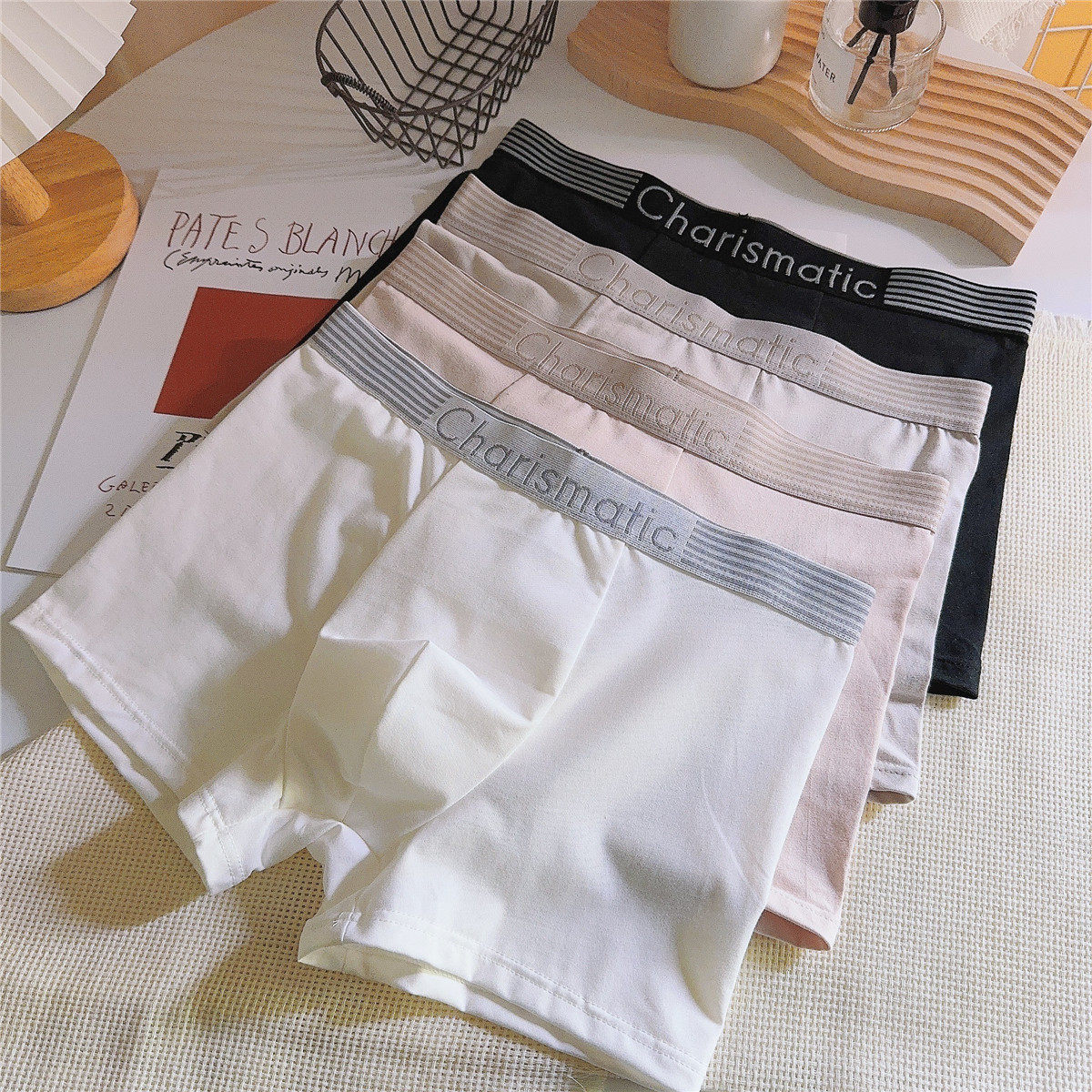 男士内裤莫代尔棉中腰男款平角裤2024春夏新款青少年运动四角短裤