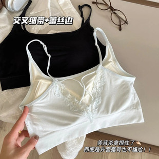 12岁15少女文胸吊带背心初中高中学生发育期内衣一体美背内衣抹胸