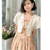 轻国风小外套上衣短款 小众设计感宽松常规纯色中国风 复古系带夏季