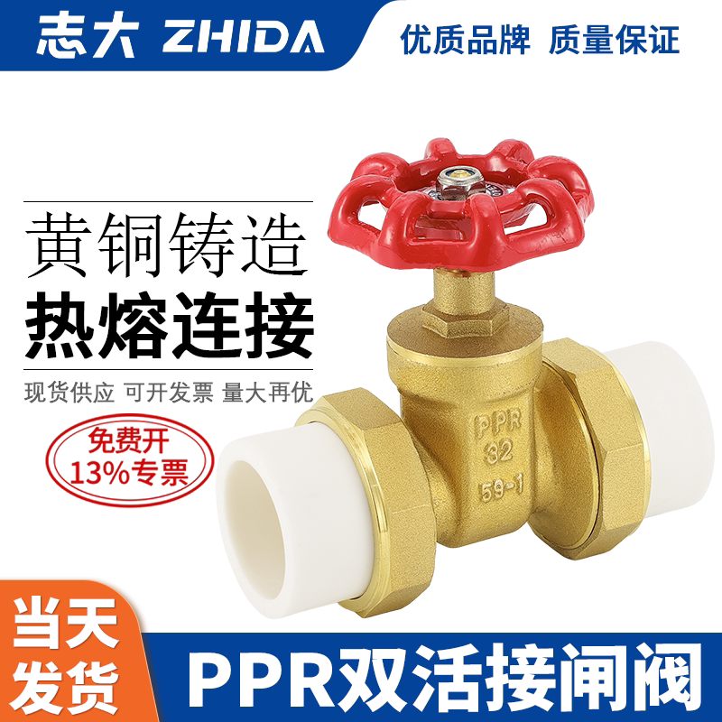 志大PPR双活接闸阀热熔连接