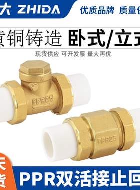 PPR双活接止回阀铜卧式立式热熔单向阀逆止自来水管表4/6分DN2025