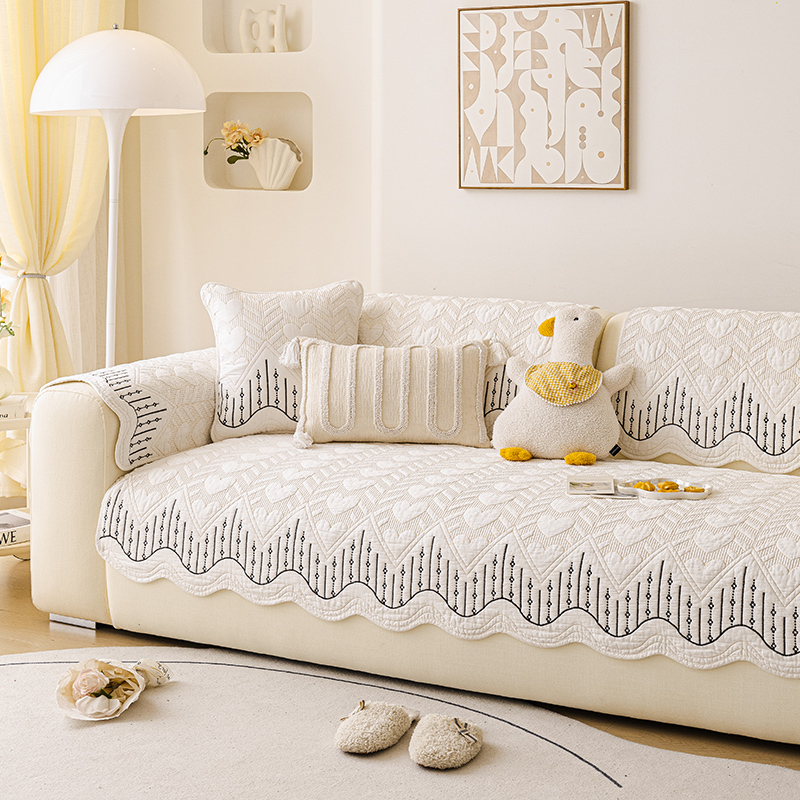 奶油风沙发垫四季通用2026新款全棉秋冬坐垫子盖布巾固定防滑套罩