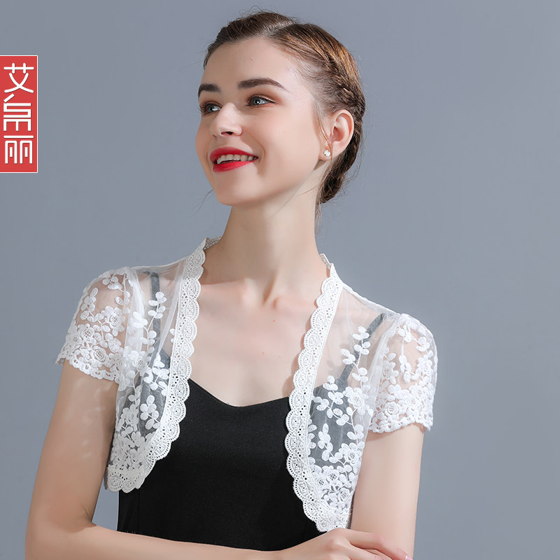 超仙蕾丝小披肩女夏季薄款开衫外搭白色短款小外披配罩衫