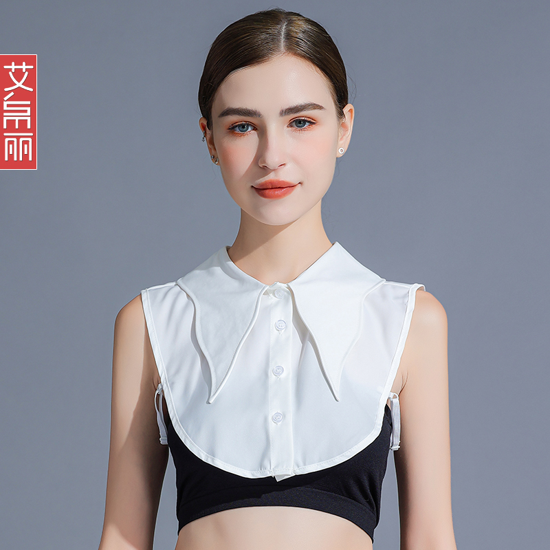 艾帛丽大尖领百搭雪纺假领子