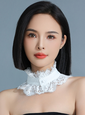 艾帛丽百搭甜美蕾丝单领子围脖