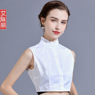 白色纯棉假领子女百搭假领秋冬保暖装 假衣领 饰打底衬衣木耳边衬衫