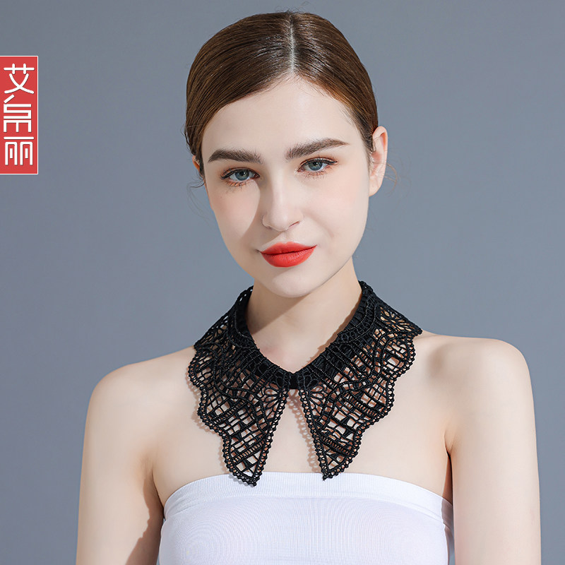 艾帛丽镂空百搭水溶棉单领子图片