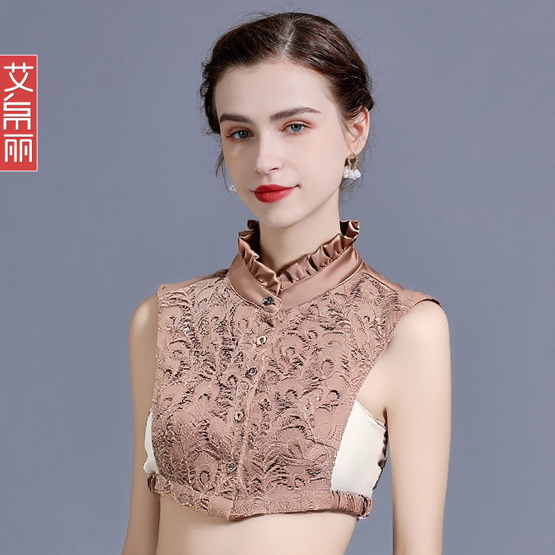 缎面蕾丝假领子女秋冬木耳边假领