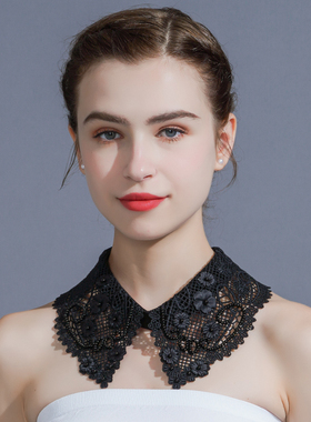 白色衬衣假领子女百搭假领娃娃领蕾丝花边镂空假衣领装饰毛衣领潮