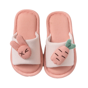 儿童亚麻拖鞋女童可爱家居室内男童防滑女孩春秋四季宝宝拖鞋夏季