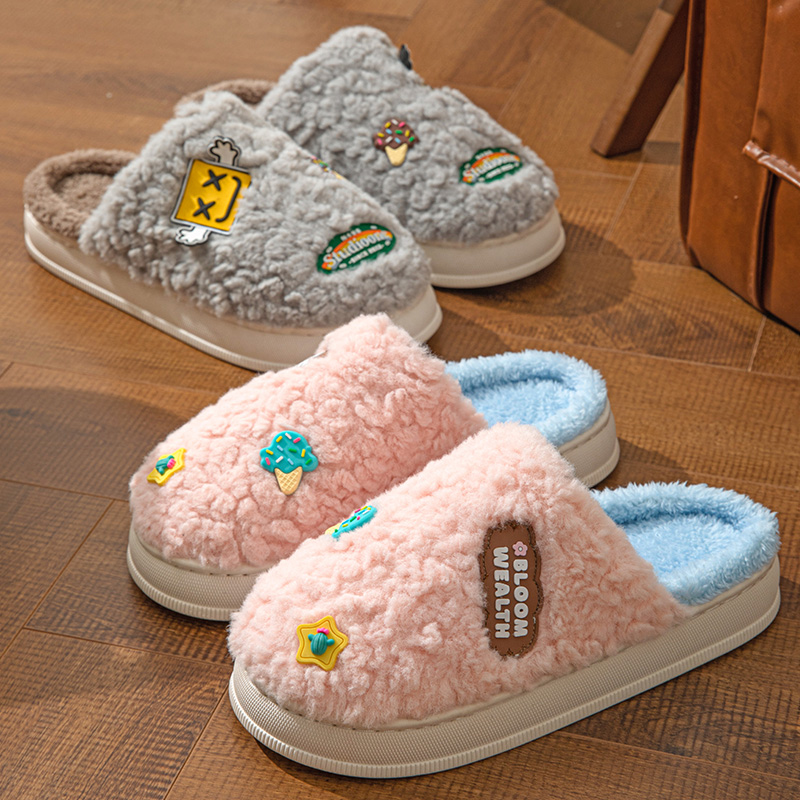 居家棉拖鞋防滑毛绒秋冬季家用