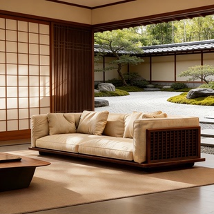 宋式美学黑胡桃木沙发别墅大小户型客厅直排三人位家具新中式新款