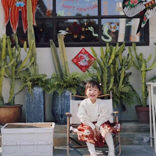 女童新中式斜襟盘扣甜美摄影过年毛衣冬季软妹儿童新年洋气针织衫
