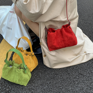 ins糖果色手拎包 小众设计斜挎包韩版 磨砂复古包包女2025冬季 新款