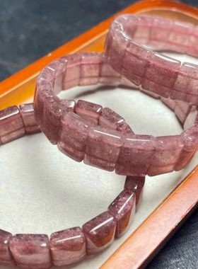 天然草莓晶手牌 约15*11毫米 diy配饰简约百搭礼物